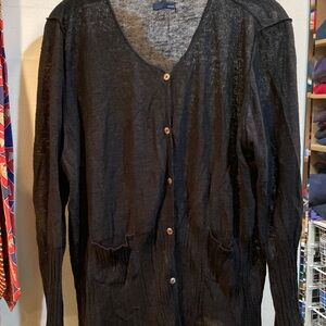 Elegant Black Sheer Cardigan